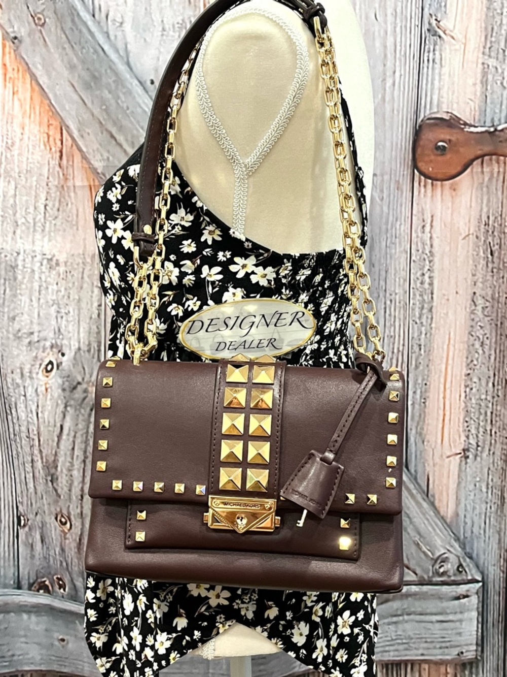 MICHAEL KORS CeCe Studded Convertible Crossbody Burgundy EUC! - Picture 2 of 13